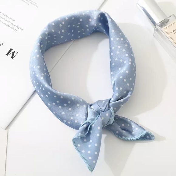 Accessories - Light Blue & White Polka Dot Neck Scarf